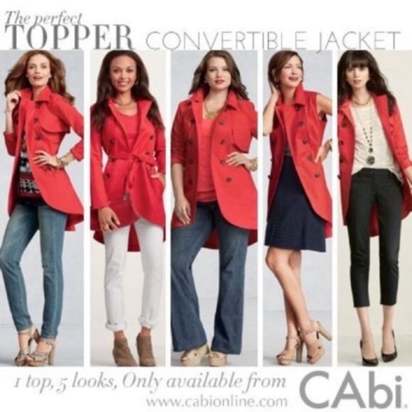 CAbi Red Convertible Button Down Trench Coat - Picture 2 of 7